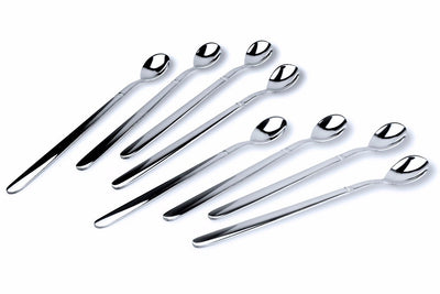 CRUX Long Handled Iced Tea, Ice Cream, Espresso, Bar Spoon, Set of 8, 18/10 Stainless