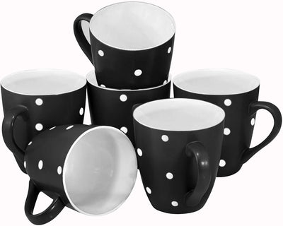 Polka Dot Coffee Mug Set Set of 6 Large-sized 16 Ounce Ceramic Coffee Mugs Restaurant