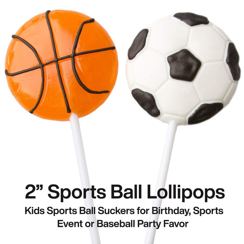 Kicko 2 Sports Ball Lollipops - Pack of 12 Assorted Fruit-Flavored Candy Suckers