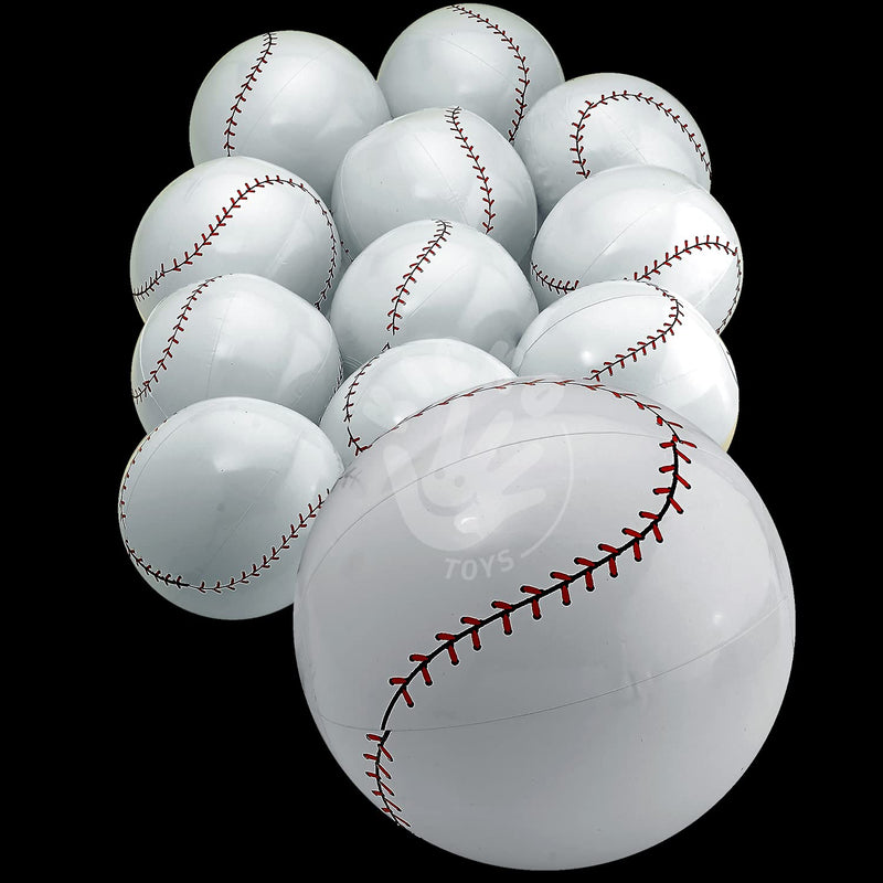 Kicko 9 Inch Inflatable Baseball Toy - 12 Pieces of Squishy and Bouncy Ball - Party Bag