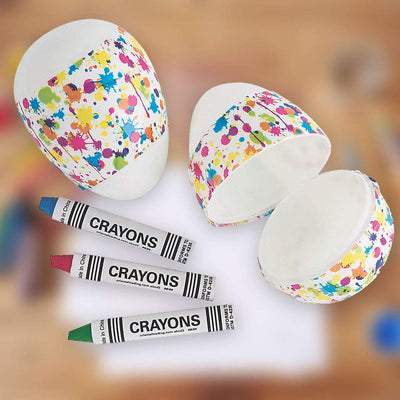 Kicko Crayon-Filled Surprise Eggs - Pack of 12 Paint-Splatter Design Pre-filled Easter