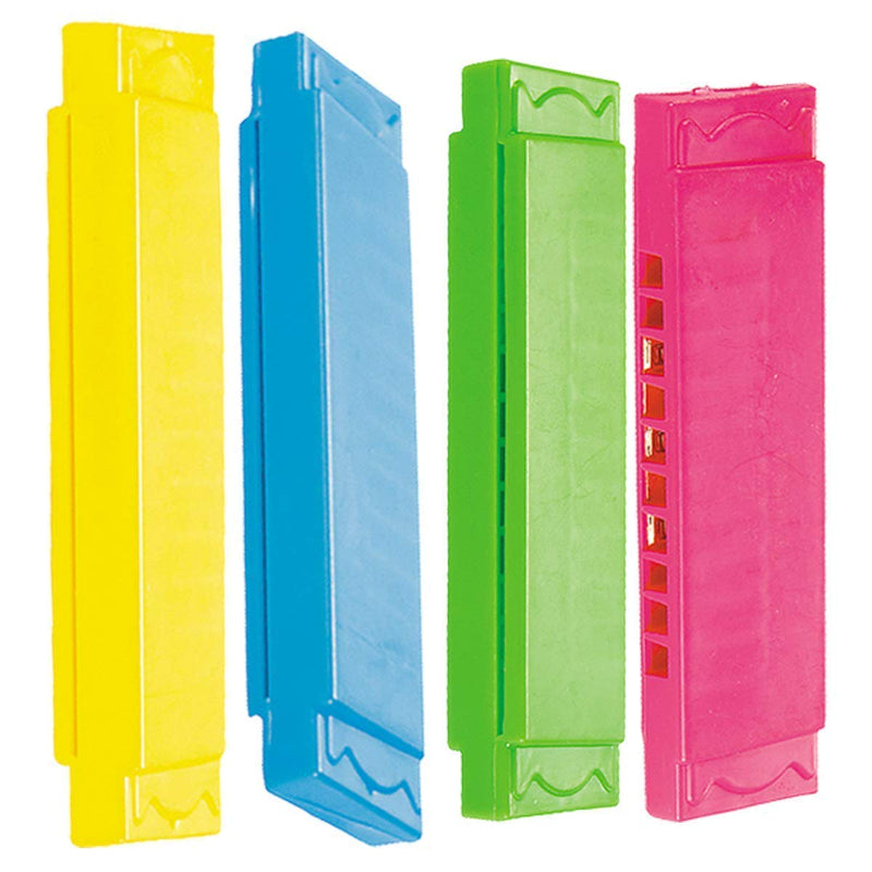 Kicko Plastic Harmonicas - Pack of 36 Colorful Wind Instrument for Beginners and Kids