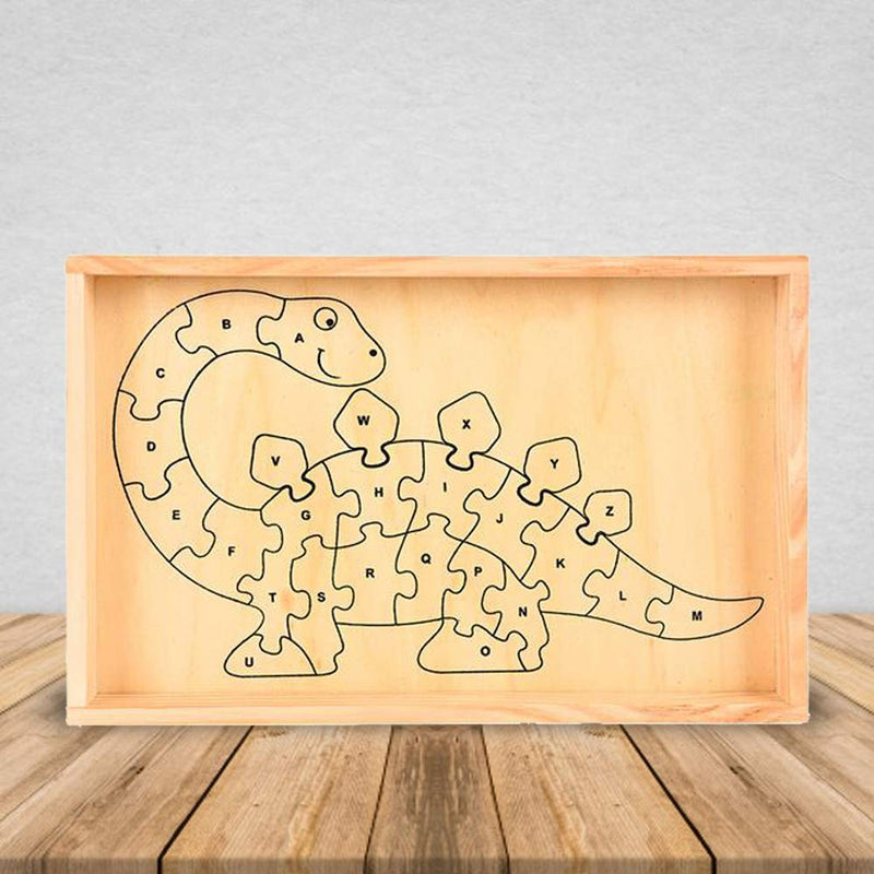 Kicko Wooden Dinosaur Letter Puzzle - Multi-Color, Educational 26 Puzzle Piece in Wooden