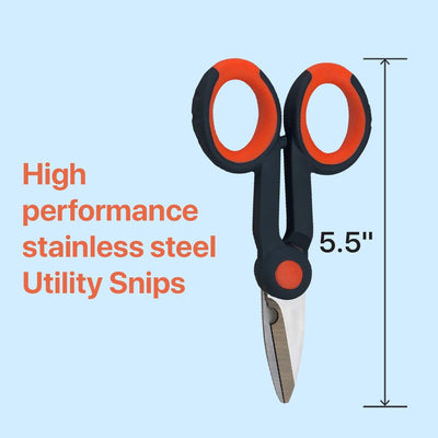 Katzco Multipurpose Utility Snips - 4 Pack - 5.5 Inch - Finely Serrated Wire Cutters