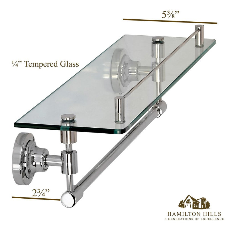 Hamilton Hills Classical Design Polished Chrome Glass Shelf | Premium Quality Stainless