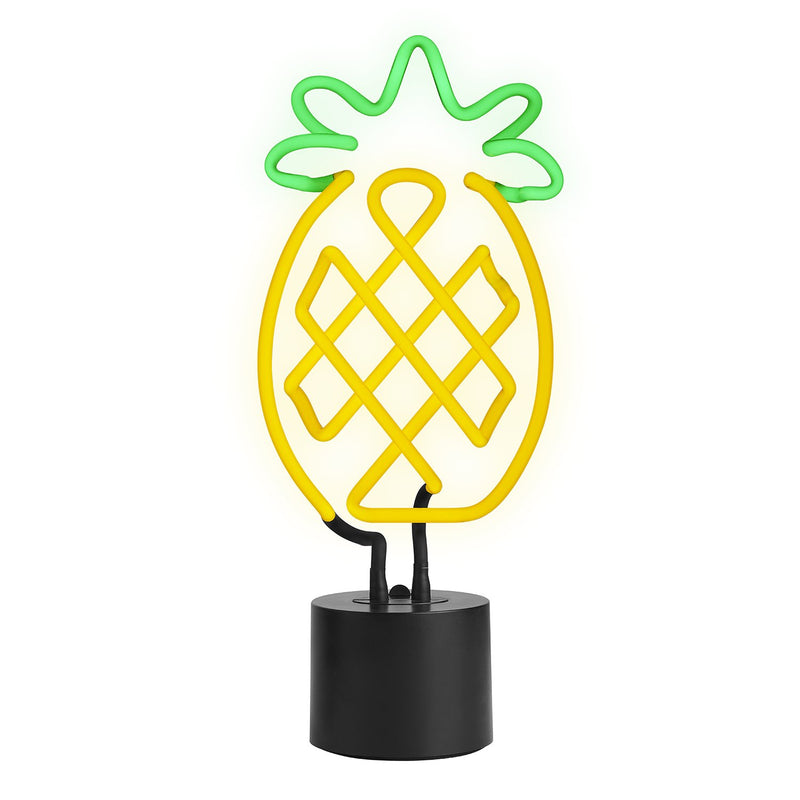 Amped & Co Pineapple Neon Desk Light, Real Neon, Yellow and Green, Large 6x17 inches, 12V