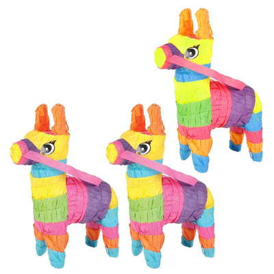 Kicko 3 Pack Mini Donkey Pinatas - 4 x 7 Inches - Bright and Colorful Party Supplies