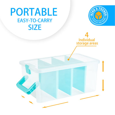 Storage Container With Organizers - 4 Deep Compartments 8x6x14 (Inches)