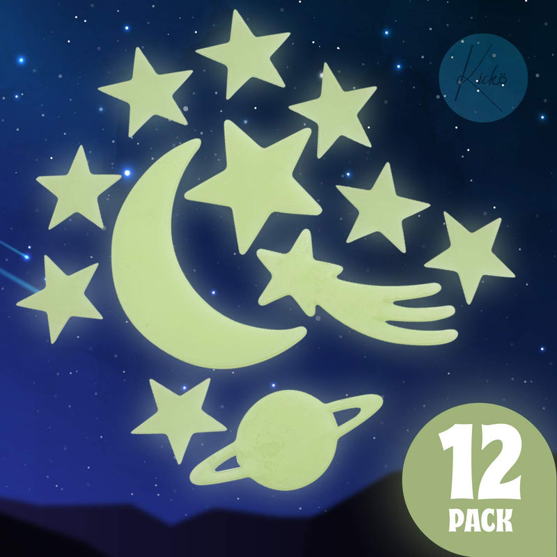 Kicko Glow in The Dark Star Stickers - 12 Pack - for Kids, Party Favors, Stocking