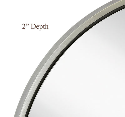 Hamilton Hills Round Framed Mirror - 32" Silver Circle Frame Wall Mirror - Large Modern