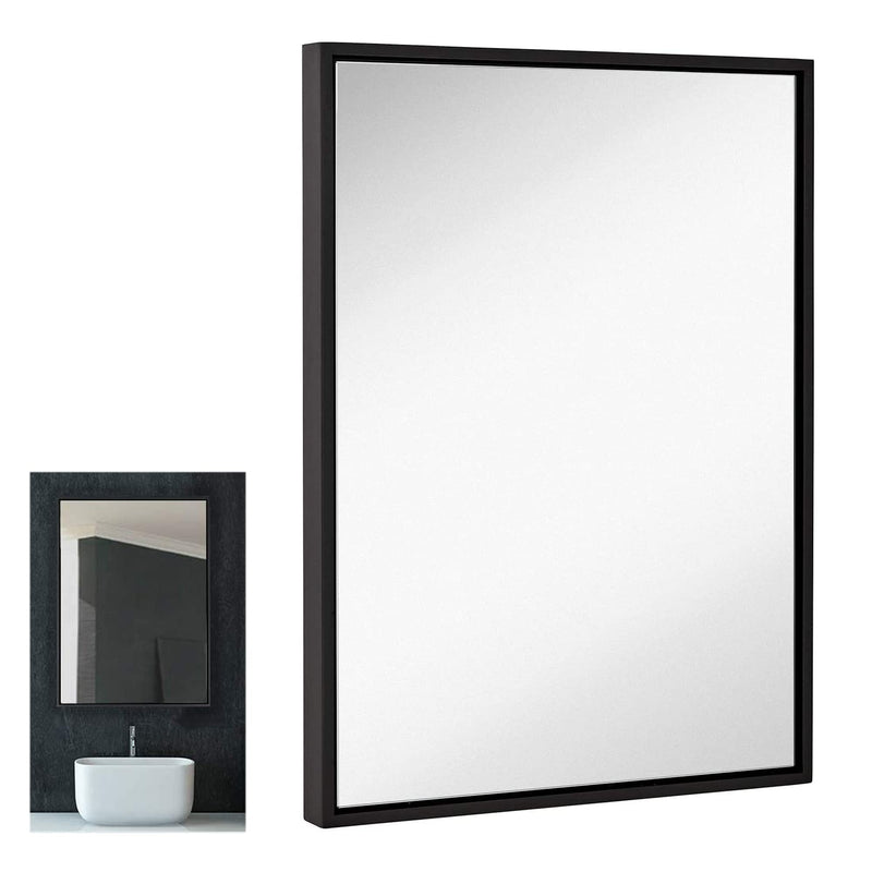 Hamilton Hills Clean Large Modern Black Frame Wall Mirror | Contemporary Premium Silver