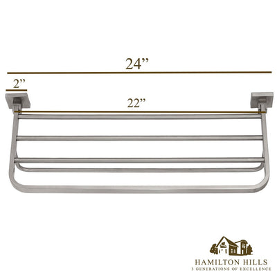 Hamilton Hills Modern Flat Brushed Nickel Towel Rack | Clean Lines & Premium Quality