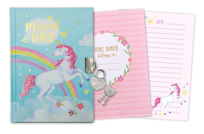 Jewelkeeper Girl's Unicorn Secret Diary with Heart Shaped Lock and Key, Private