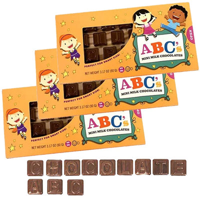 Kicko Mini Milk Chocolate ABCs - 3 Sets of 26 Pieces, 78 Candies Total, 3.17 Ounces per