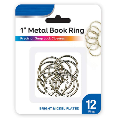 Kicko Metal Book Rings - 1 Inch Loose Leaf Binder Loop, 12