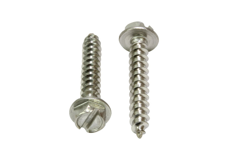 8 X 1" Stainless Slotted Hex Washer Head Screw, (100 pc), 18-8 (304) Stainless Steel