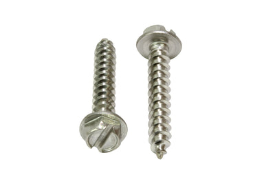 8 X 1-1/2" Stainless Slotted Hex Washer Head Screw, (100 pc), 18-8 (304) Stainless Steel