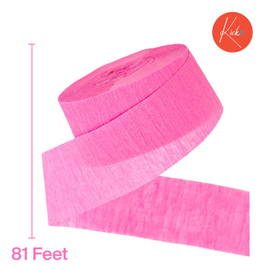 Kicko Candy Pink Crepe Streamers - 2 Pack, 162 Feet x 1.75 Inches - for Kids, Party