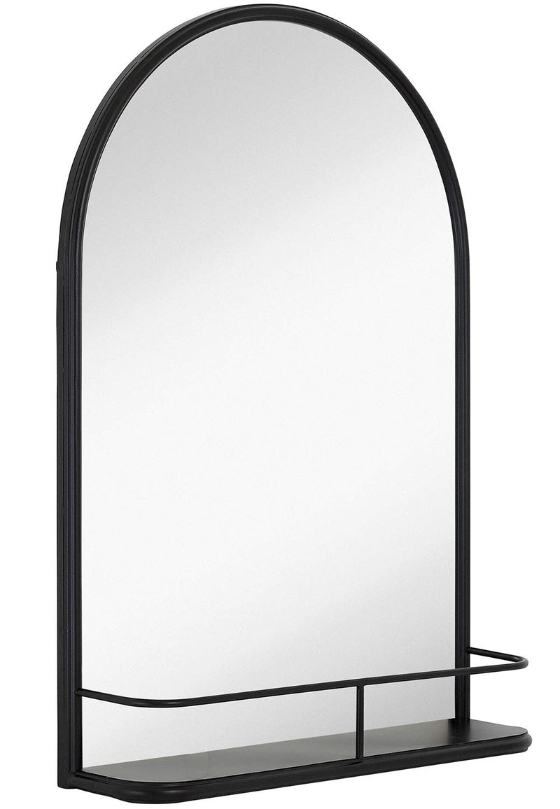 Hamilton Hills Rounded Top Metal Shelf Mirror Entryway Vanity Sink Holder Premium Glass