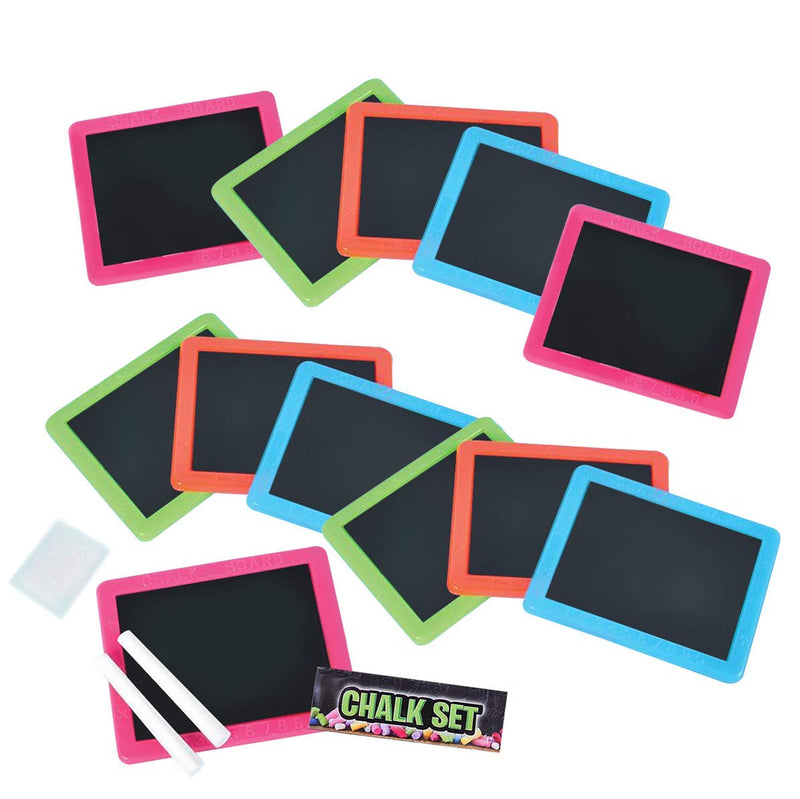 Kicko Neon Chalkboard Sets - Pack of 12 - 5 x 4 Inch Chalkboard with Bright Neon Borders