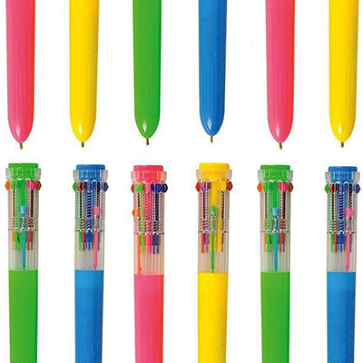 Kicko Retractable Pens - 10 Color 12 Pack Ball Point, Shuttle Pen  10 In 1 - Kids