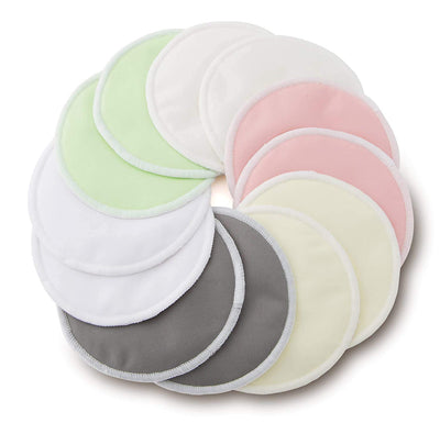 Organic Bamboo Breastfeeding Pads (12 Pack) With Laundry Bag - Reusable Nipple Pads Are