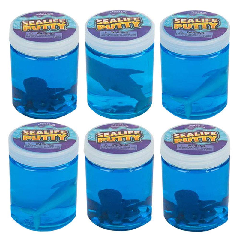 Kicko Sealife Putty - 6 Pack Ocean Colored Putty with Sea Animals - Educational Fidget Toy