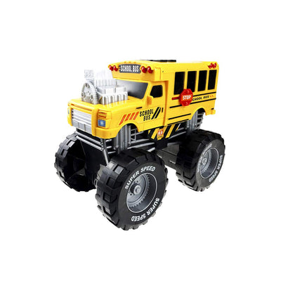 Monster Truck with Lights and Sounds, School Bus Vehicle Toy, for Boys and Girls Ages 3+