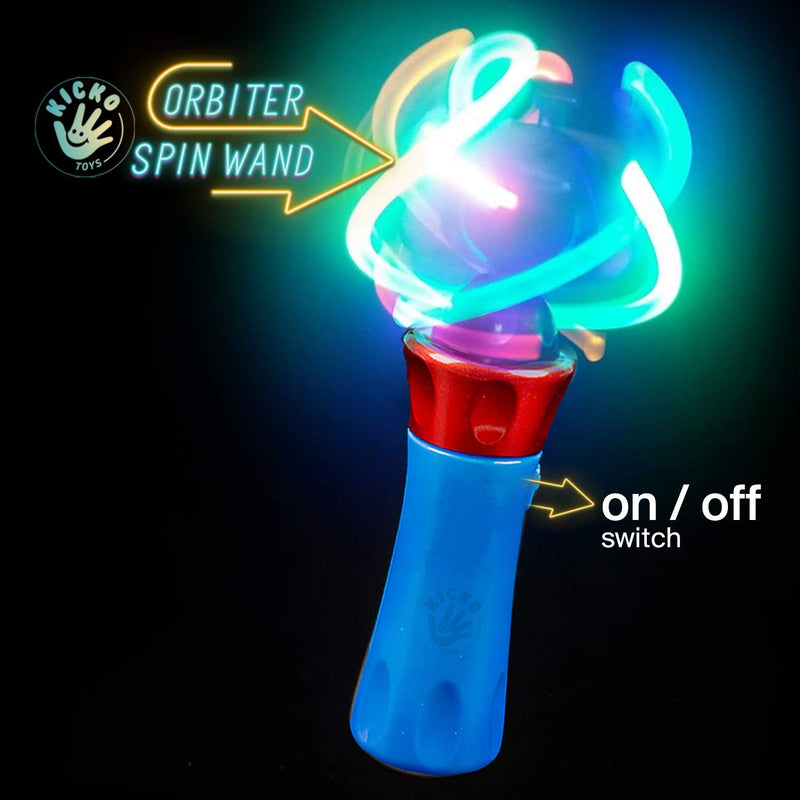 Kicko Light-Up Orbital Cyclone Spinning Wand - 1 Pack - LED Illuminated Spinny Twister