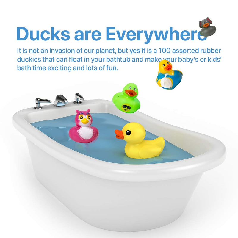 Kicko Assorted Rubber Ducks - 2 Inches - for Kids, Sensory Play, Stress Relief, Novelty