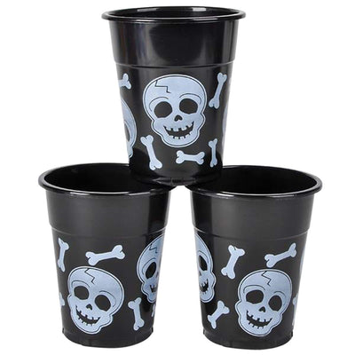 Kicko Skull and Bones Party Cups - 100 Pack - Disposable Drink Cups for Kids and Adults