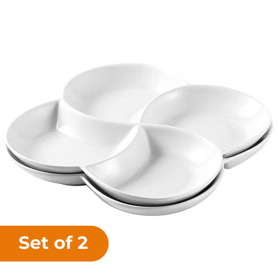 85 Inch Modern Set Of 2 Decorative Ceramic Appetizer 4 -Compartment Serving Platter Tray