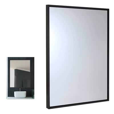 Clean Large Modern Black Frame Wall Mirror 30" X 40" Contemporary Premium Silver Backed