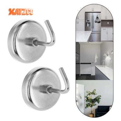 Katzco 2 Inch Magnetic Hooks - Pack Of 2 - Powerful Magnetic Hooks HeavyDuty