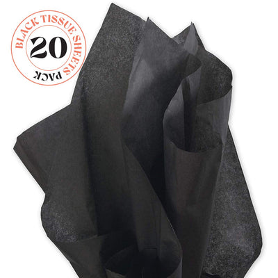 Kicko Black Tissue Sheets - 20 Pack - 20 x 26 Inches - for Kids, Party Favors, New Moms