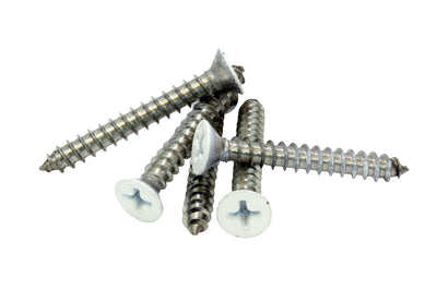 8 X 1-1/4'' Painted White Coated Stainless Flat Head Phillips Wood Screw, (25 pc) 18-8