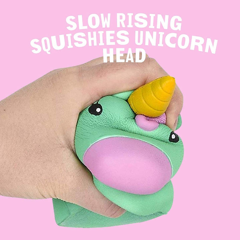 Kicko Slow Rising Toy Unicorn Head Squishies for Stress Relief, Sensory Toy, Party Supply