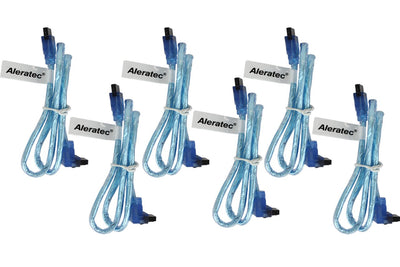 Aleratec SATA3 Cable Male Right Angle to Straight w/Clip 20in 6-Pack Clear