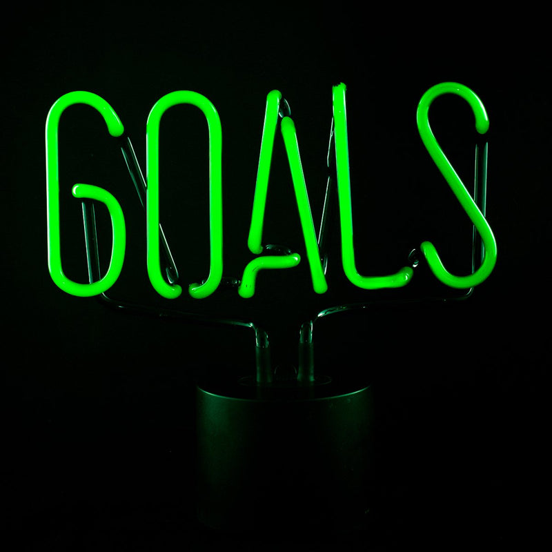 Amped & Co GOALS Real Neon Light Handcrafted Novelty Desk Lamp, Large 9.6x9.6, Green Glass