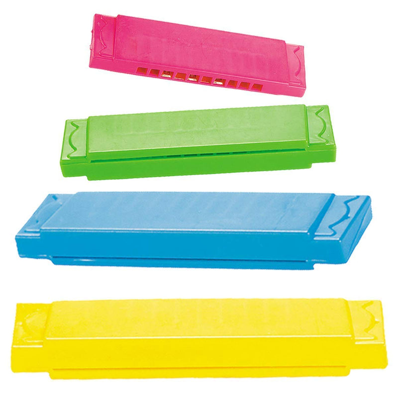 Kicko Plastic Harmonicas - Pack of 36 Colorful Wind Instrument for Beginners and Kids