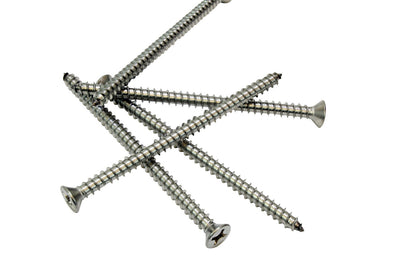 #12 X 3-1/2'' Stainless Flat Head Phillips Wood Screw, (25 pc), 18-8 (304) Stainless Steel Screws by Bolt Dropper