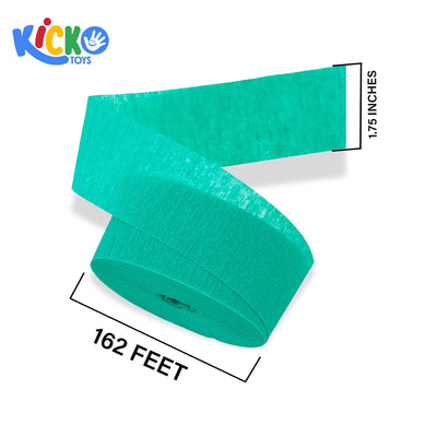 Kicko Turquoise Crepe Streamers - 2 Pack, 162 Feet x 1.75 Inches - for Kids, Party Favors