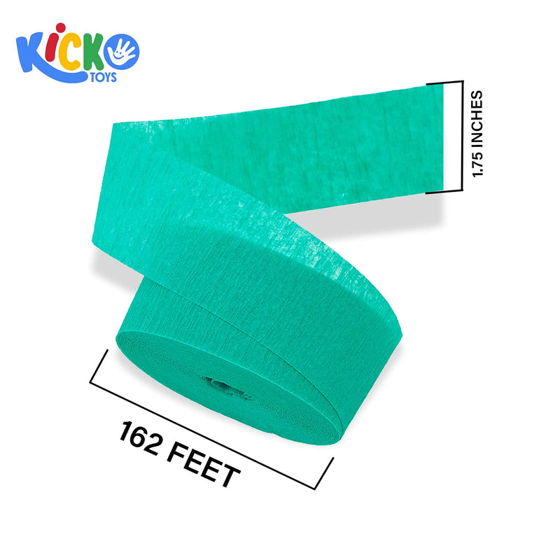 Kicko Turquoise Crepe Streamers - 2 Pack, 162 Feet x 1.75 Inches - for Kids, Party Favors