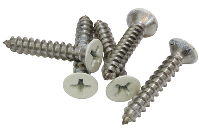 8 X 1'' Painted Antique White Coated Stainless Flat Head Phillips Wood Screw, (25 pc) 18