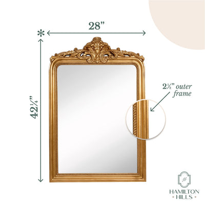 Top Gold Baroque Wall Mirror | Rich Old World Feel Framed Beveled Elegant Glass Mirror