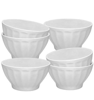 Ceramic Groove Bowls - Cereal, Soup, Ice Cream Bowls, Oven & Dishwasher Safe 14oz. Set