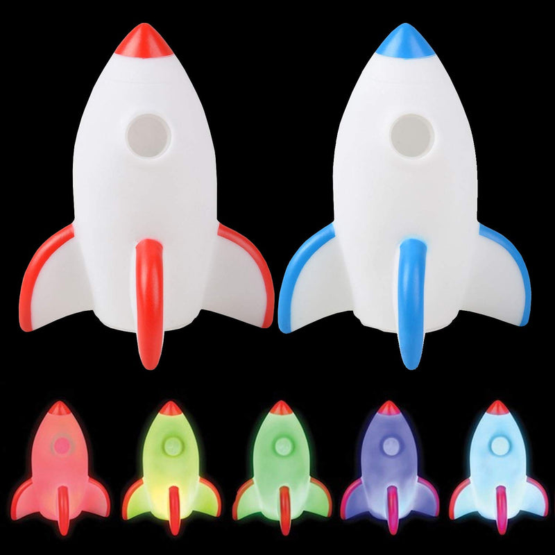 Kicko Rocket Night Light - 2 Pack, Red and Blue - Spaceship Lamp - for Party Favors