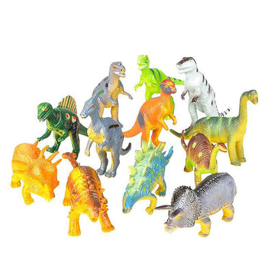 Kicko 6 Inch Bulk Dinosaur Figures- 12 Pieces of Realistic Dino Assortment in a PVC Tub