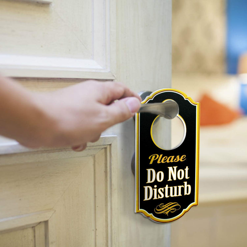 Please Do Not Disturb Door Hanger Sign - 1/4 inch Thick Rigid PVC - 8 inch x 4 inch w