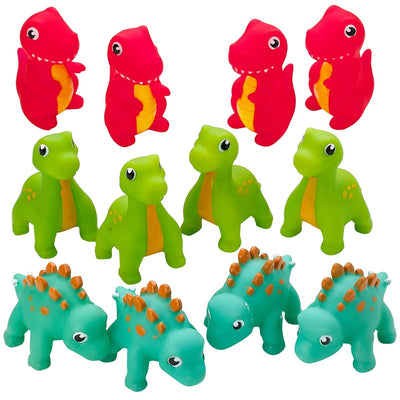 Kicko Rubber Dinosaur Squishy Toy - 12 Pack - Mini Squirting Dino Toy - for Party Favors